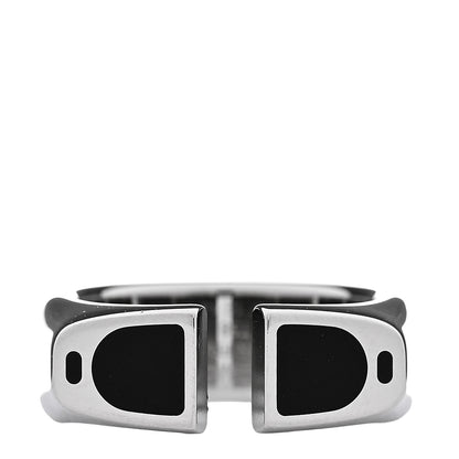 Hermes Stainless Steel Lacquer Etrier Ring  58 8.25 Black 1 of 4