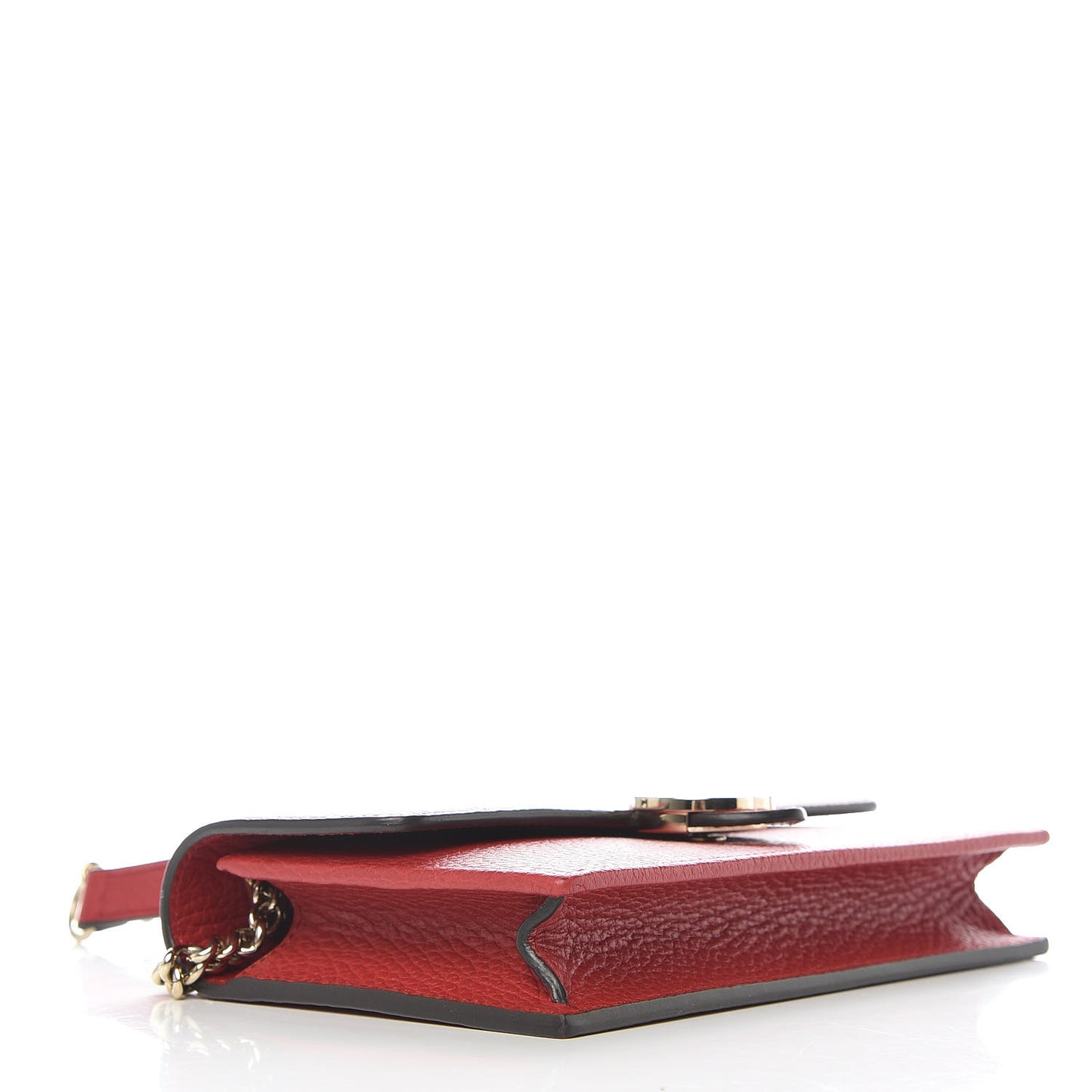 Dollar Calfskin Interlocking G Chain Wallet Red