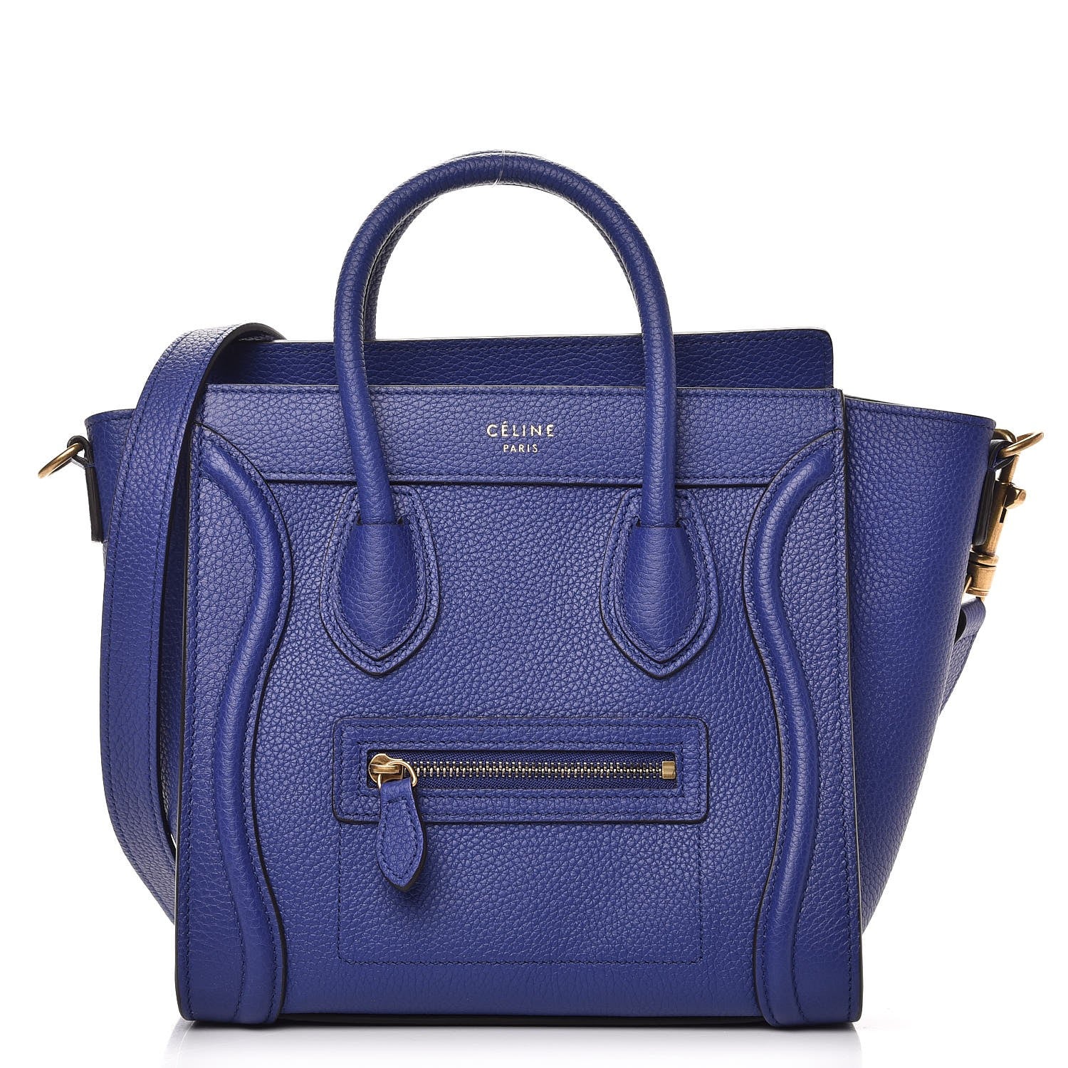 Celine Drummed Calfskin Nano Luggage Indigo 1 of 7