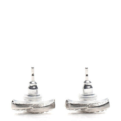 Chanel Crystal Timeless CC Earrings Silver 3 of 4