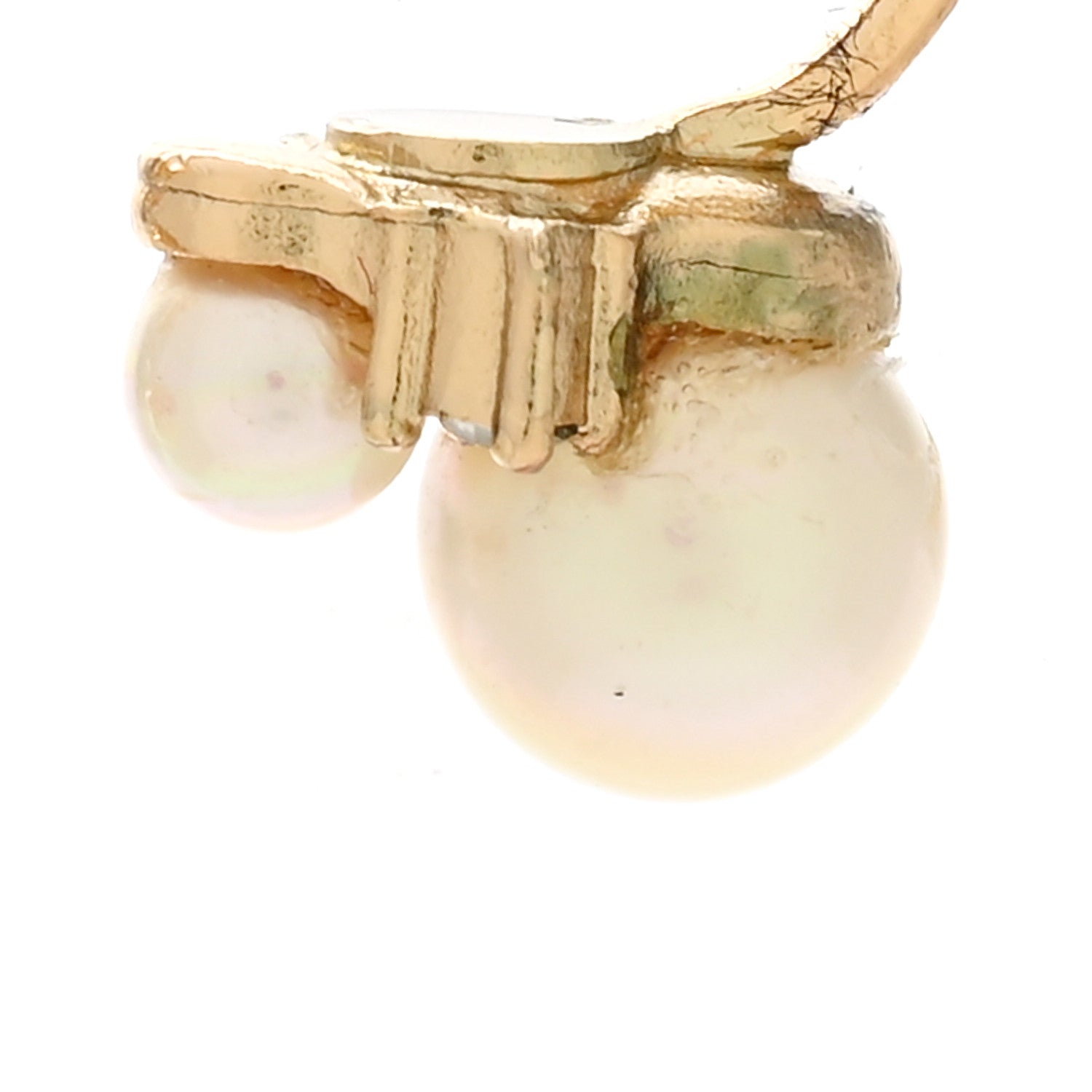 Christian Dior Pearl Crystal Clip On Earrings Cream 5 of 5