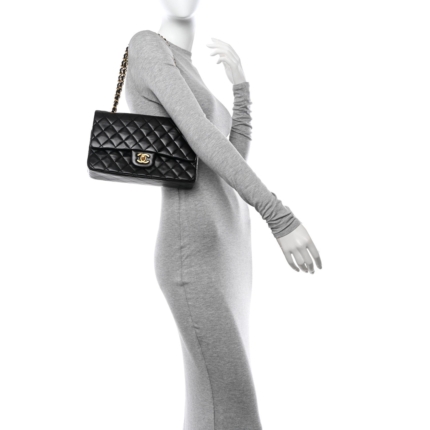 Chanel Lambskin Quilted Medium Double Flap Black 2 of 14