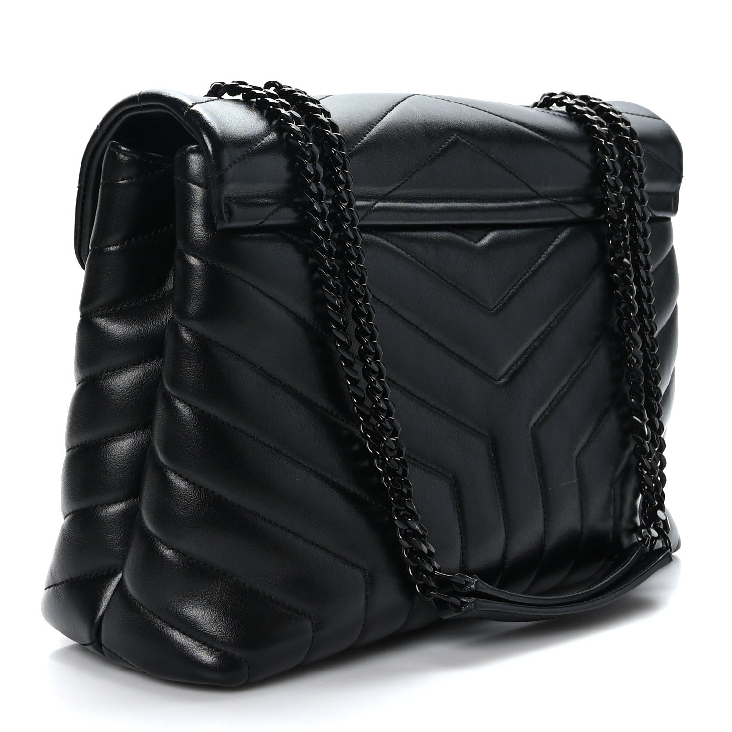 Saint Laurent Calfskin Y Quilted Monogram Monochrome Medium Loulou Chain Satchel Black 3 of 9