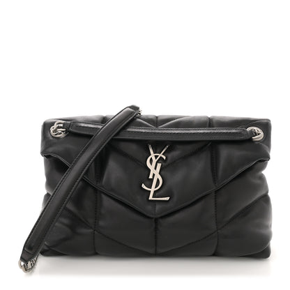 Saint Laurent Lambskin Quilted Small Loulou Puffer Monogram Chain Satchel Black 1 of 10