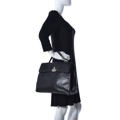 Valentino Garavani Vitello Large Rockstud Single Handle Flap Satchel Black 3 of 12