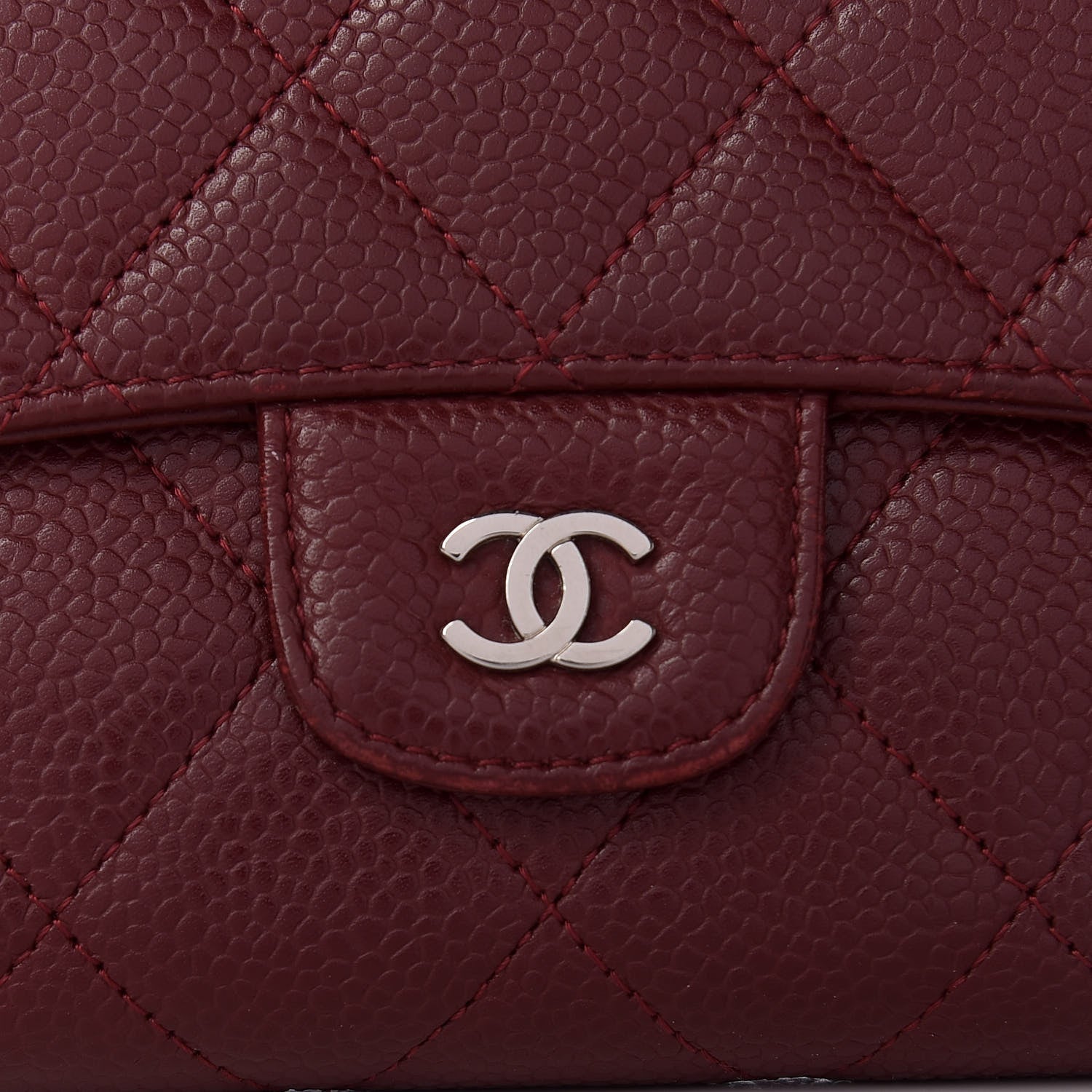 Chanel Caviar Quilted Large Gusset Flap Wallet Dark Red 10 of 12