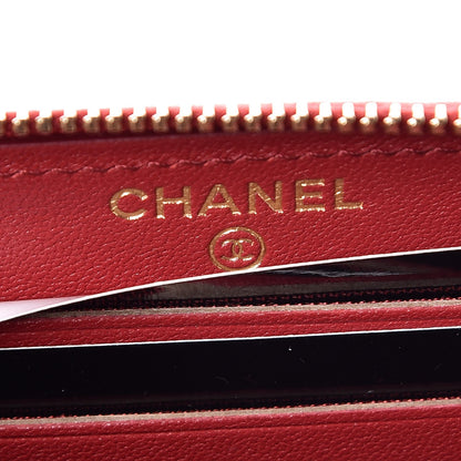Chanel Sheepskin Quilted Mademoiselle Vintage Zip Around Wallet Red 6 of 9