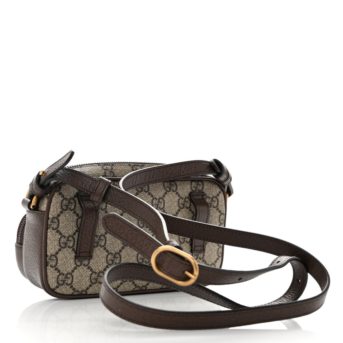 GG Supreme Monogram Textured Dollar Calfskin Web Mini Ophidia Convertible Shoulder Bag Beige Ebony New Acero