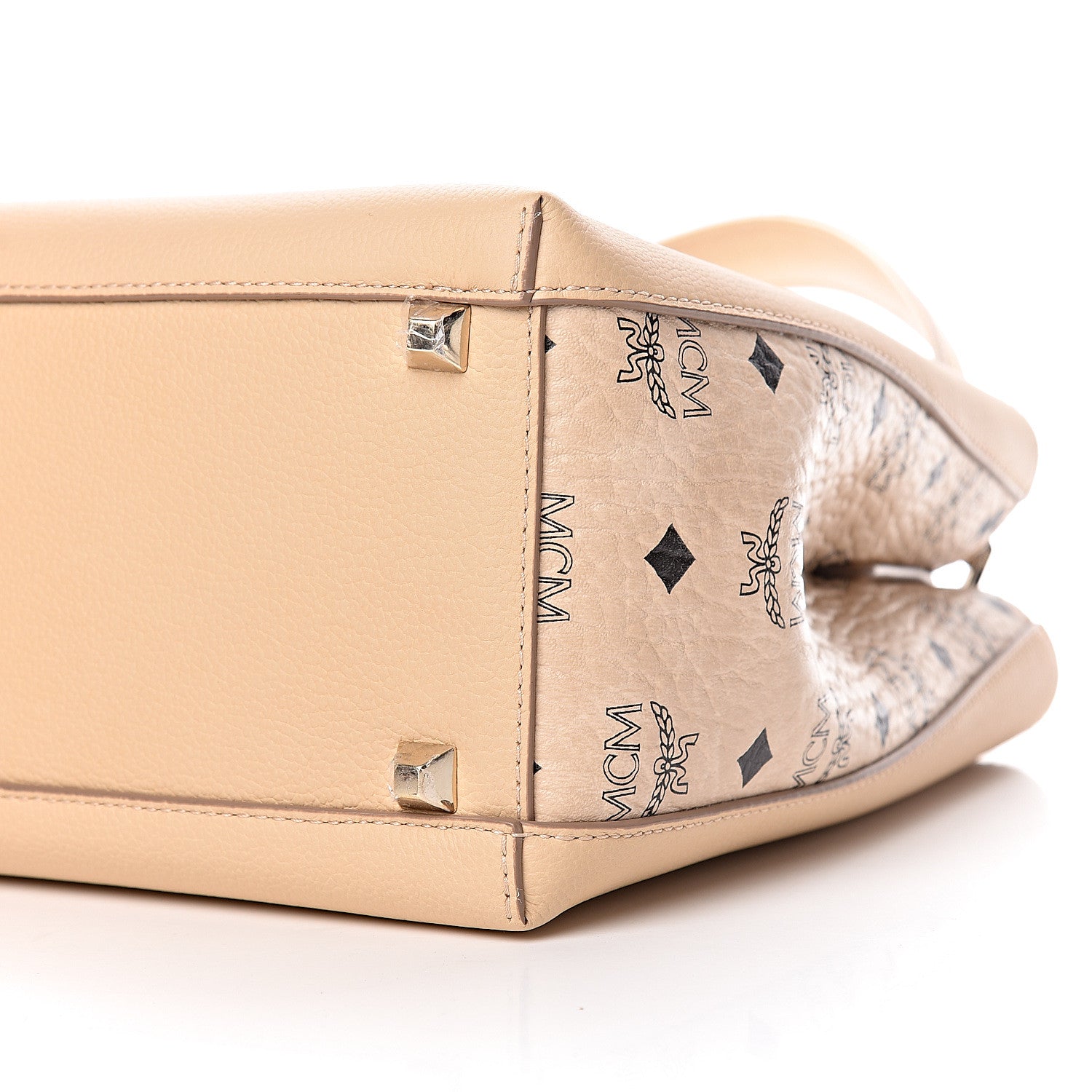 MCM Grained Calfskin Visetos Medium Sarah Hobo Latte Beige 10 of 12