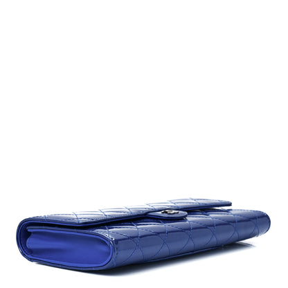 Chanel Patent Calfskin Quilted Flap Clutch Wallet Blue 5 of 17