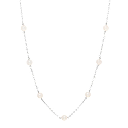 Mikimoto 18K White Gold Akoya Pearl 5.5-6mm Station Necklace 1 of 5