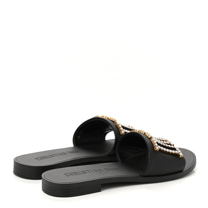 Christian Dior Matte Calfskin Pearl Dio(r)evolution Slide Sandals 38 Black 4 of 9