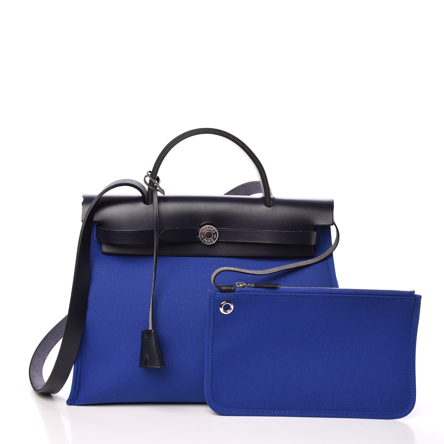 Hermes Toile Vache Hunter Herbag Zip 31 PM Bleu Electrique Bleu Indigo 2 of 11