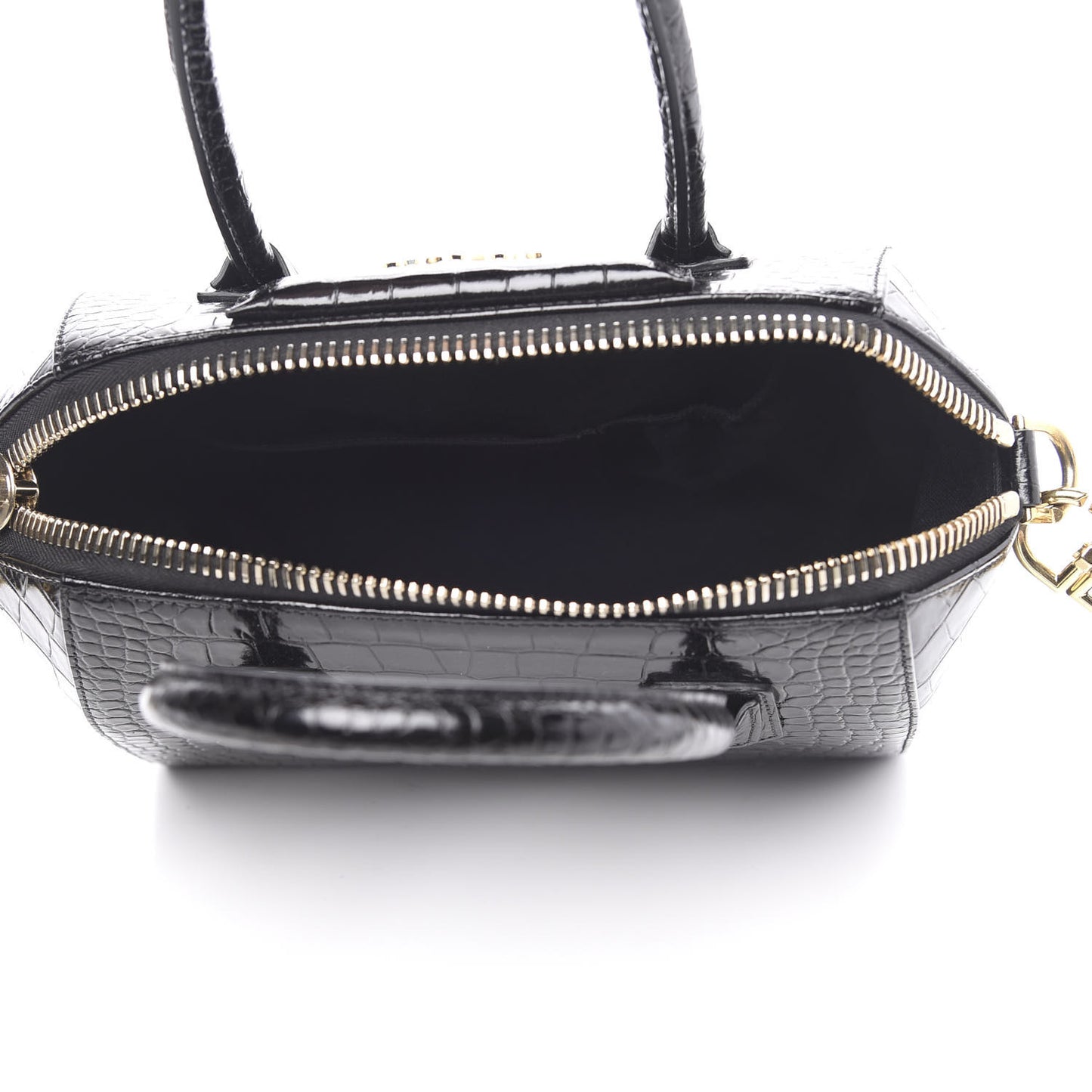 Calfskin Crocodile Embossed Small Antigona Black