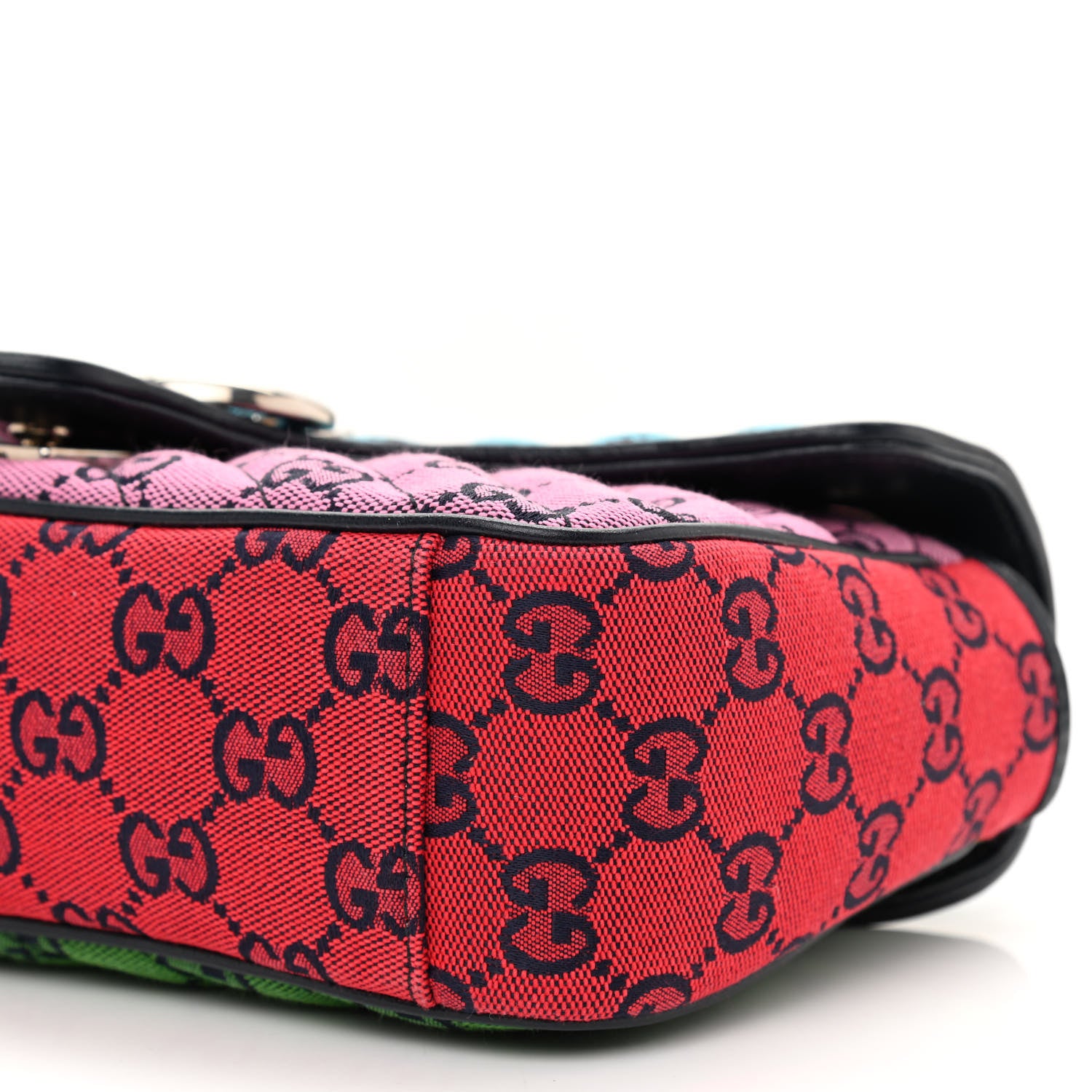 Gucci Monogram Multicolor Matelasse Diagonal Small GG Marmont Shoulder Bag Light Blue Pink Blue Green Red 8 of 8