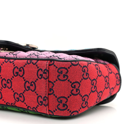 Gucci Monogram Multicolor Matelasse Diagonal Small GG Marmont Shoulder Bag Light Blue Pink Blue Green Red 8 of 8