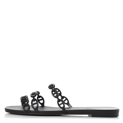 Hermes Rubber Chaine d'Ancre Rivage Sandals 39 Black 1 of 7