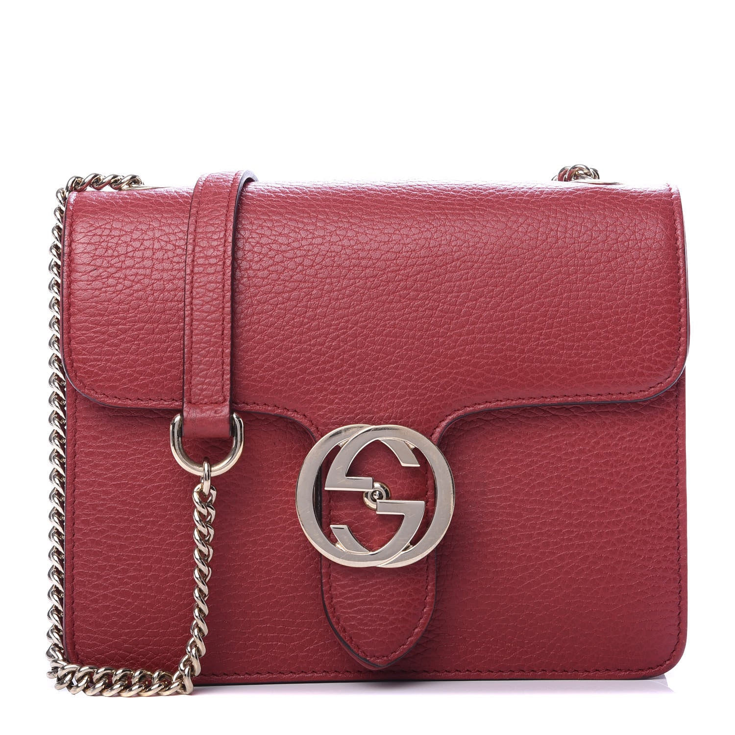 Gucci Dollar Calfskin Small Interlocking G Shoulder Bag Red 1 of 11