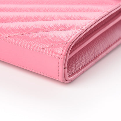 Saint Laurent Grain De Poudre Matelasse Chevron Monogram Chain Wallet Indian Pink 10 of 10