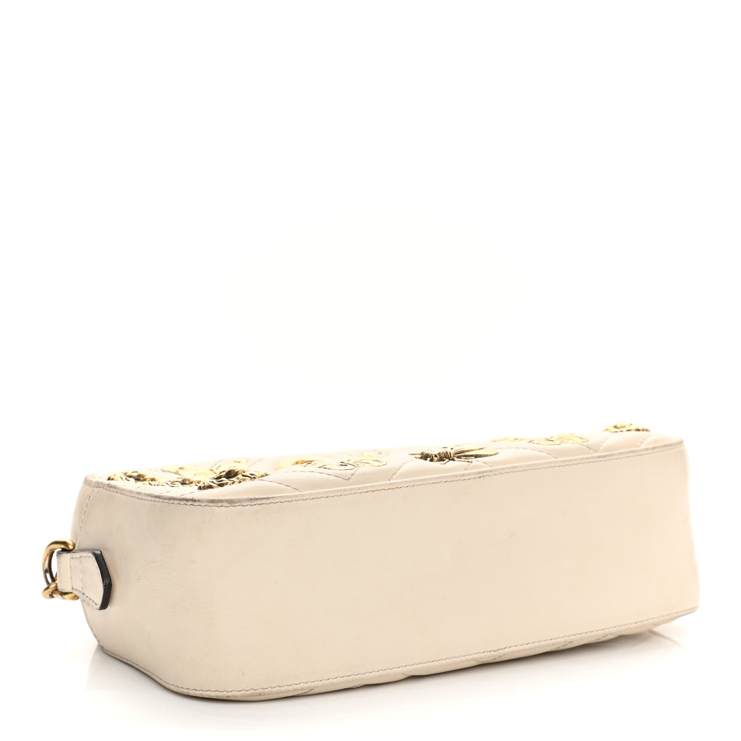 Gucci Calfskin Matelasse Animal Studs Small GG Marmont Chain Shoulder Bag White 4 of 14