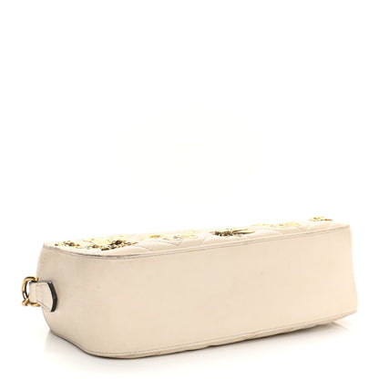 Gucci Calfskin Matelasse Animal Studs Small GG Marmont Chain Shoulder Bag White 4 of 14