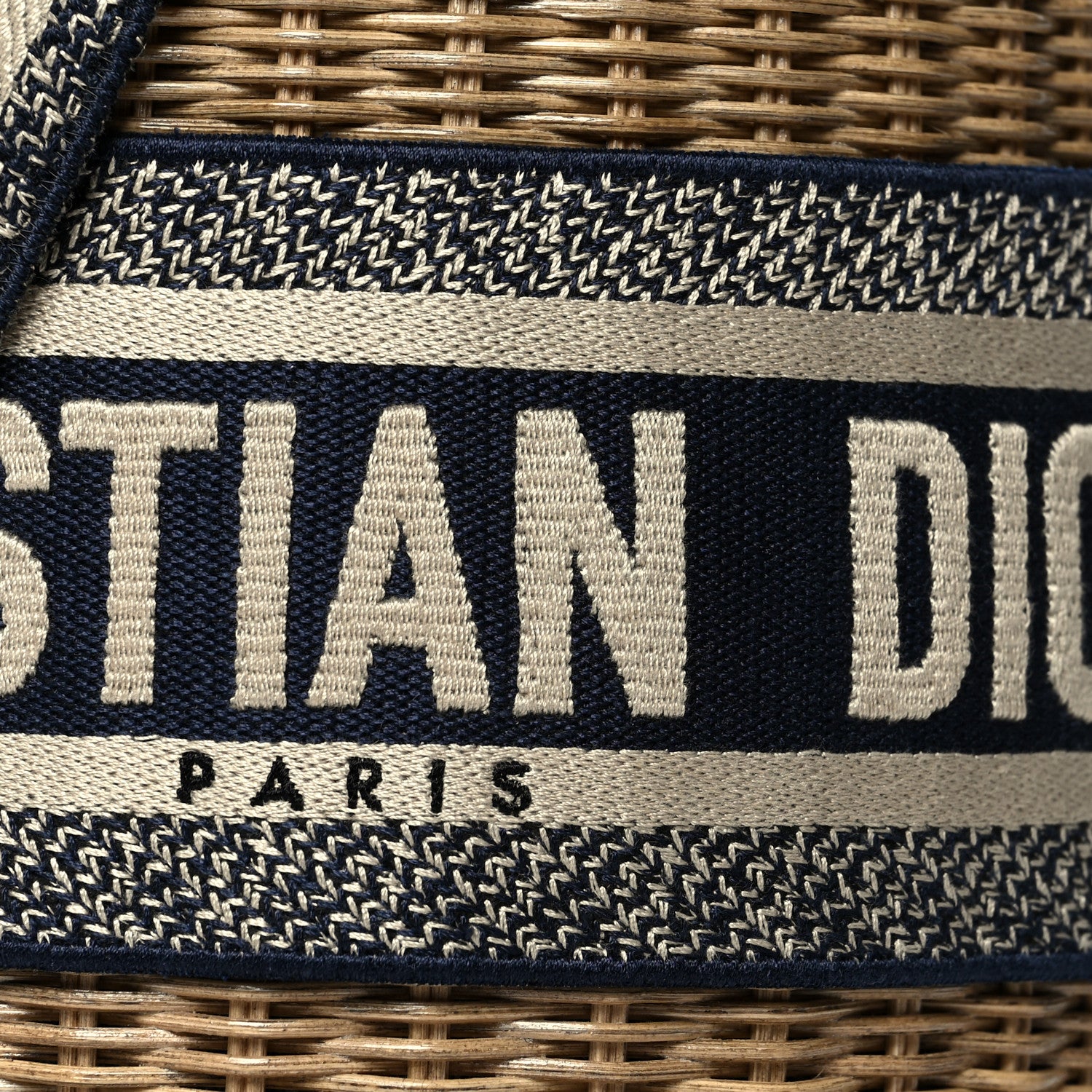 Christian Dior Wicker Oblique Drawstring Bucket Bag Blue 8 of 10