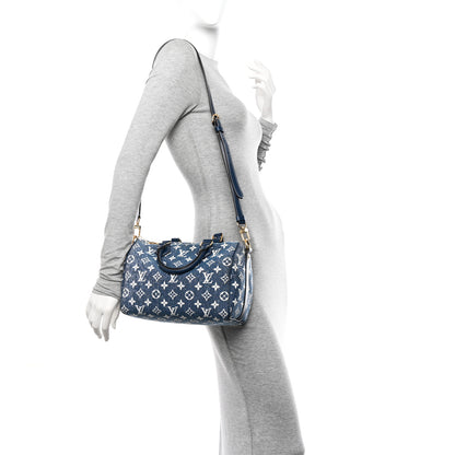Louis Vuitton Monogram Jacquard Denim Speedy Bandouliere 25 Bleu 2 of 10