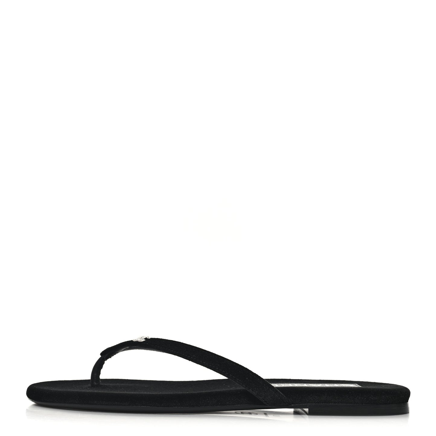 Velvet Crystal CC Thong Sandals 38 Black