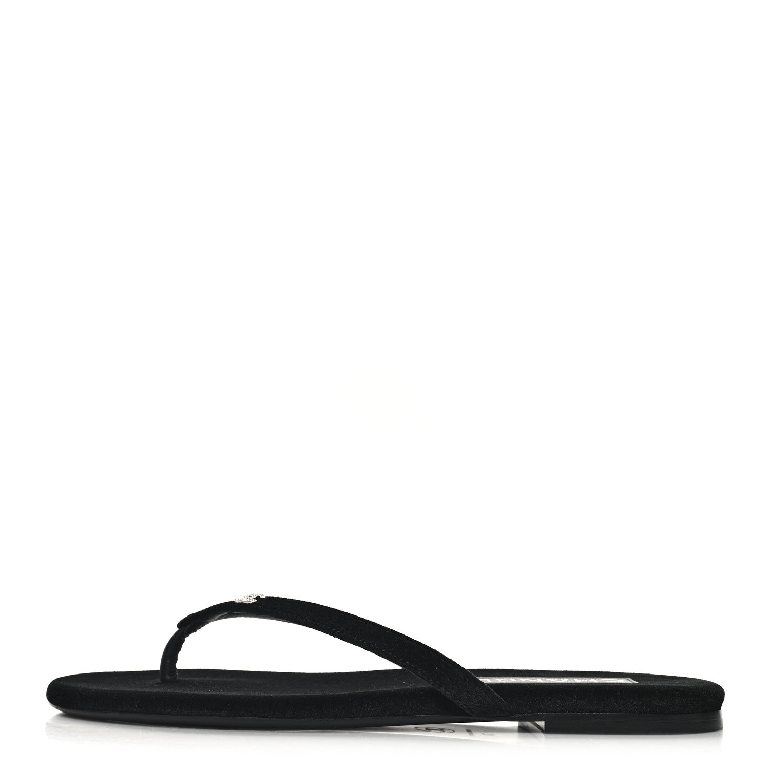Chanel Velvet Crystal CC Thong Sandals 38 Black 1 of 9