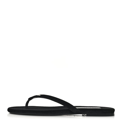 Chanel Velvet Crystal CC Thong Sandals 38 Black 1 of 9