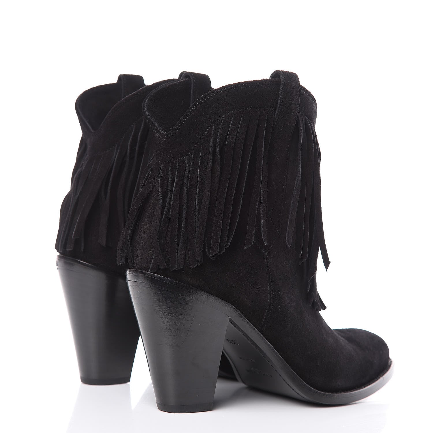 Saint Laurent Suede Fringe Curtis 80 Ankle Boots 38.5 Black 4 of 10