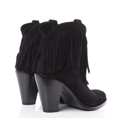 Saint Laurent Suede Fringe Curtis 80 Ankle Boots 38.5 Black 4 of 10