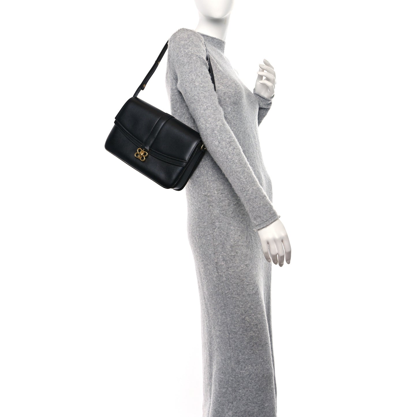 Classic Calfskin Medium Lady Flap Bag Black
