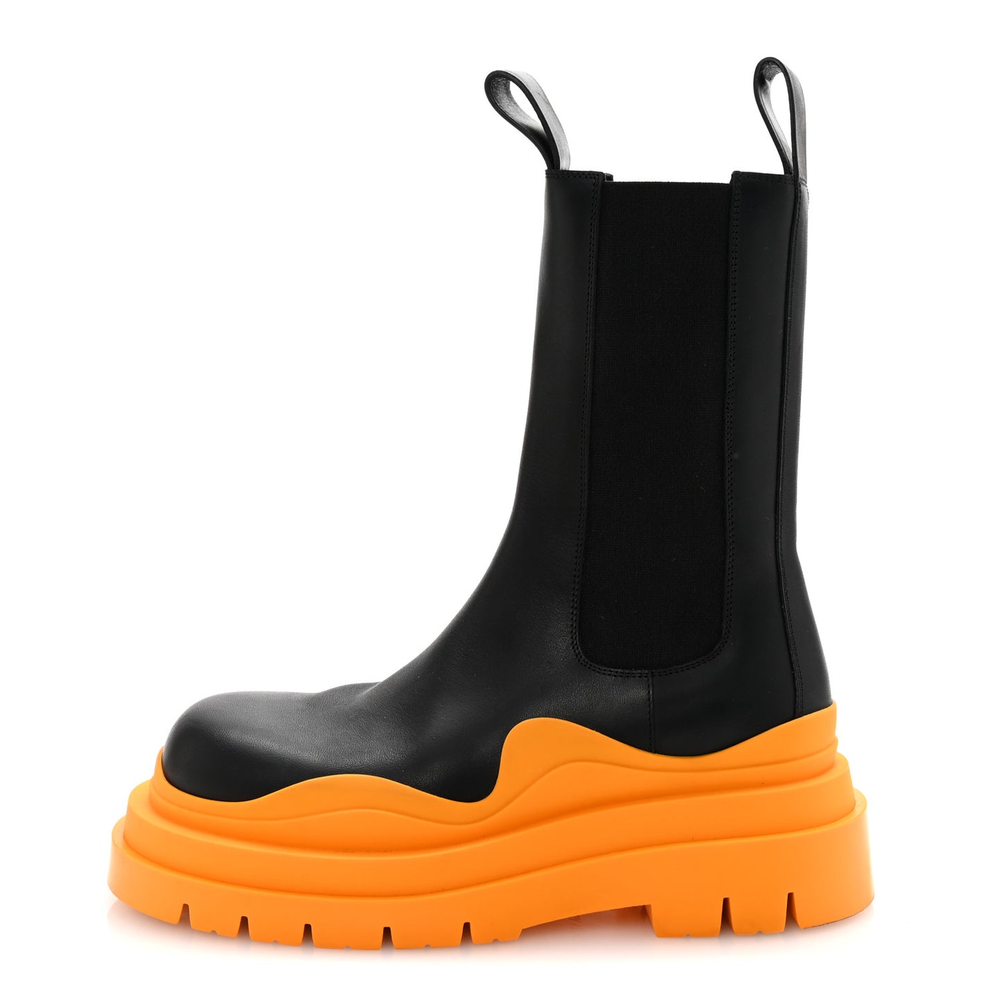 Calfskin The Tire Chelsea Boots 39 Black Tangerine