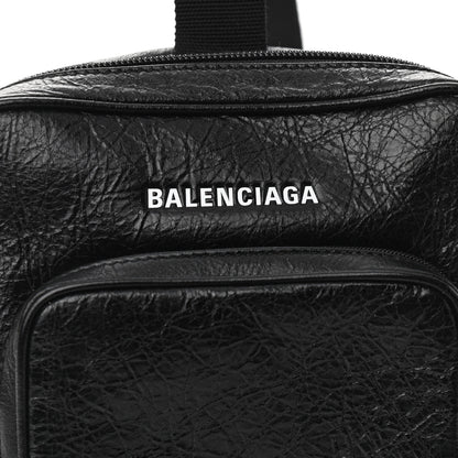 Balenciaga Agneau Logo Explorer Crossbody Messenger Bag Black 8 of 10
