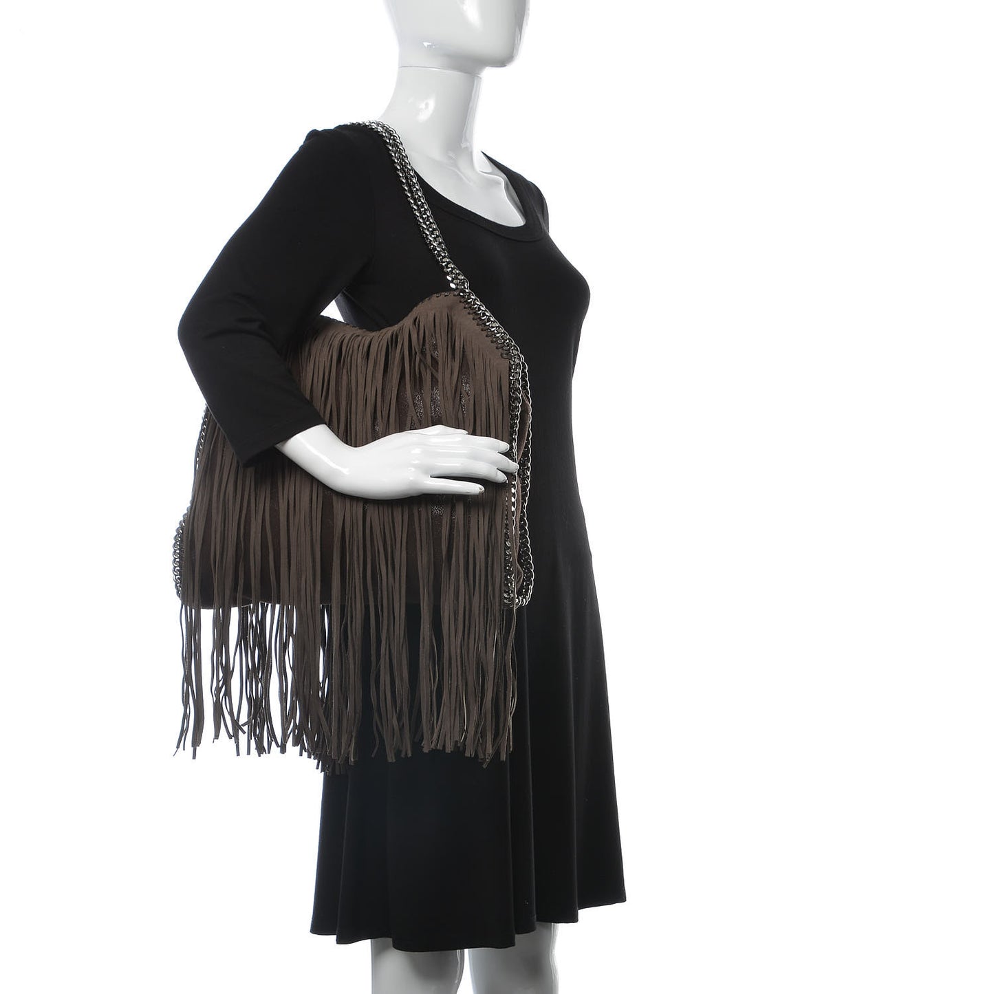 Eco Suede Fringe Falabella Tote Brown