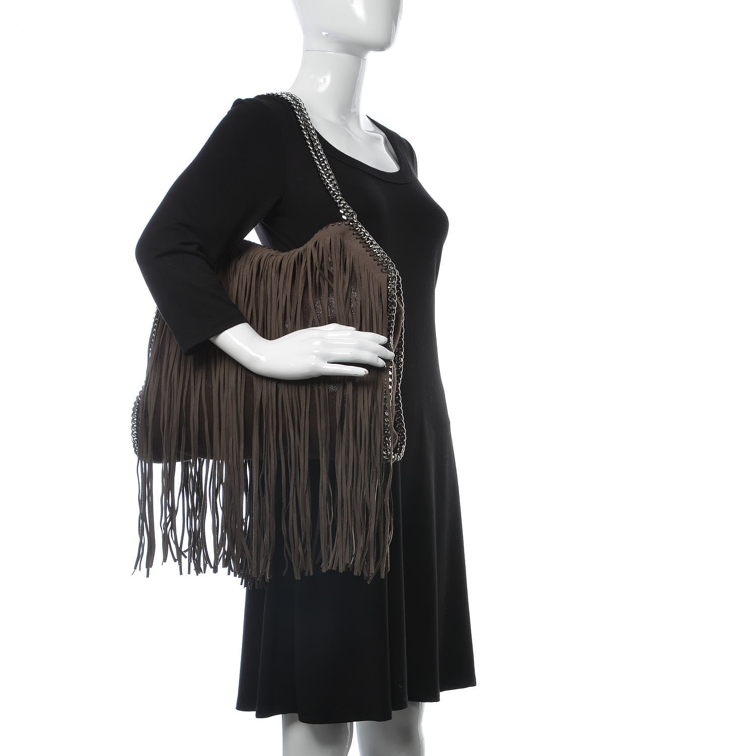 Stella McCartney Eco Suede Fringe Falabella Tote Brown 2 of 6