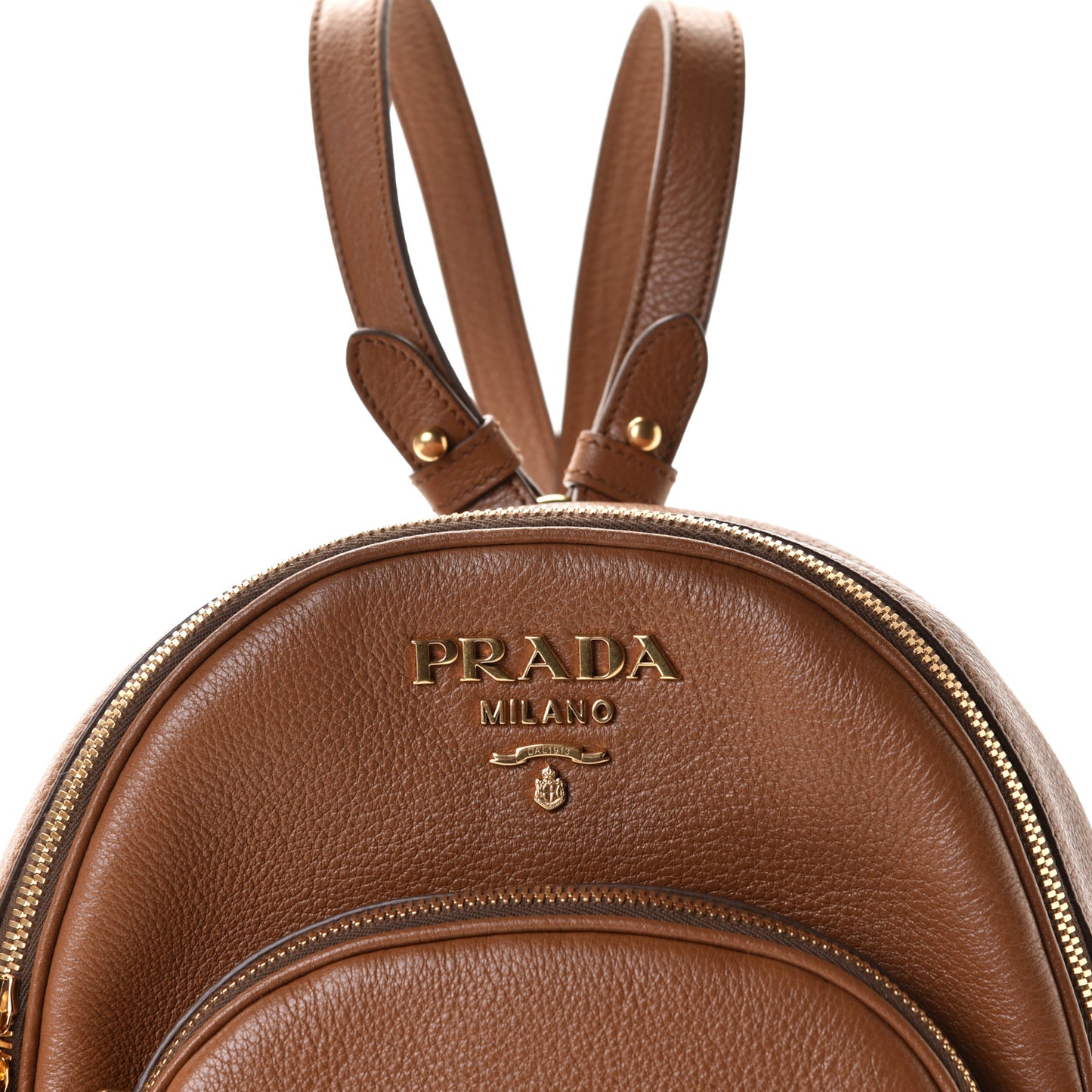 Vitello Daino Zip Backpack Cuoio