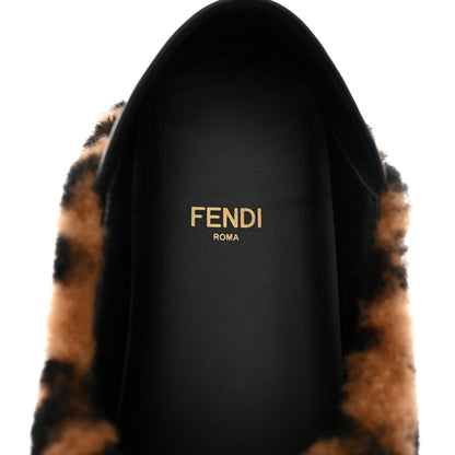 Fendi Shearling Nappa FF Slippers 37 Tobacco Black 8 of 10