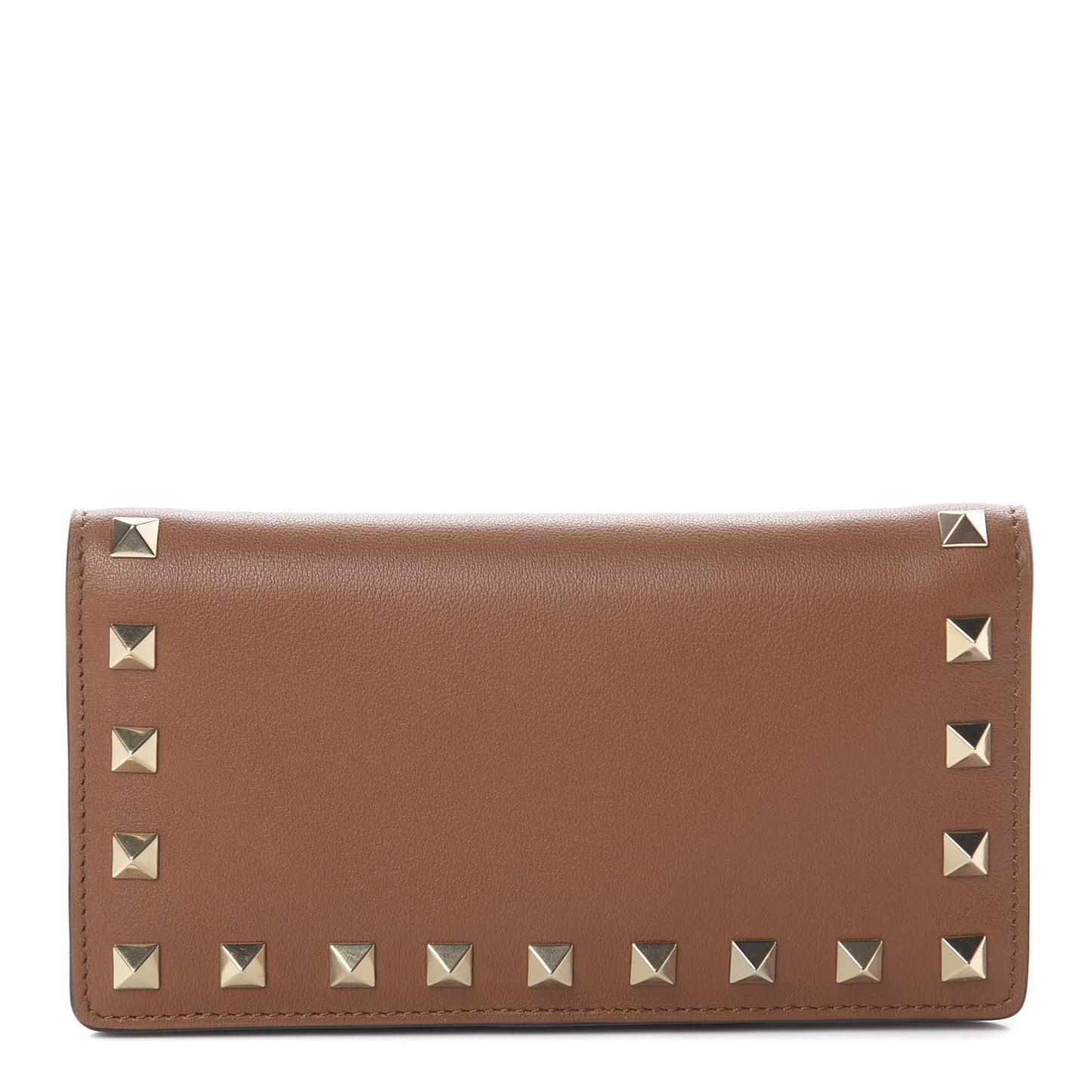 Calfskin Rockstud Wallet Brown