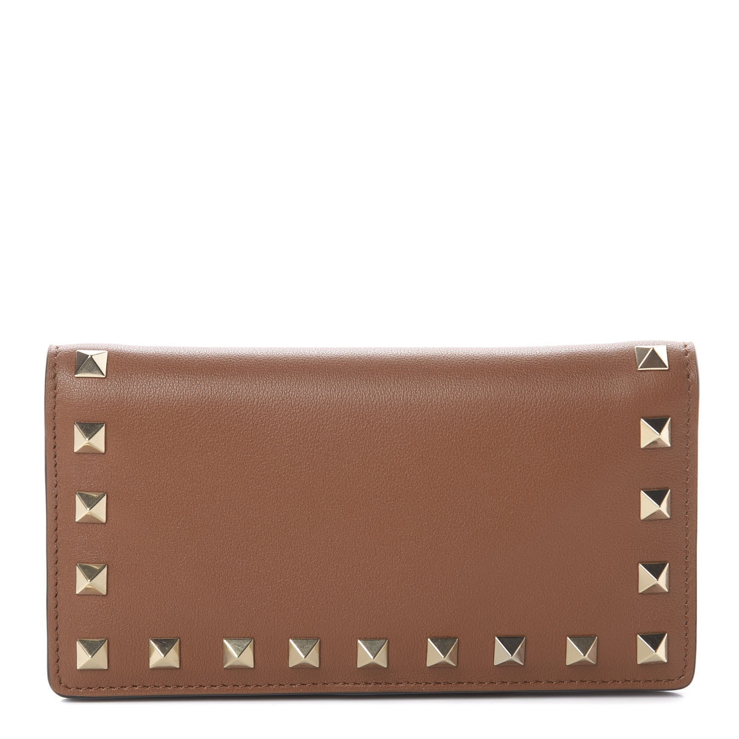 Valentino Garavani Calfskin Rockstud Wallet Brown 1 of 5
