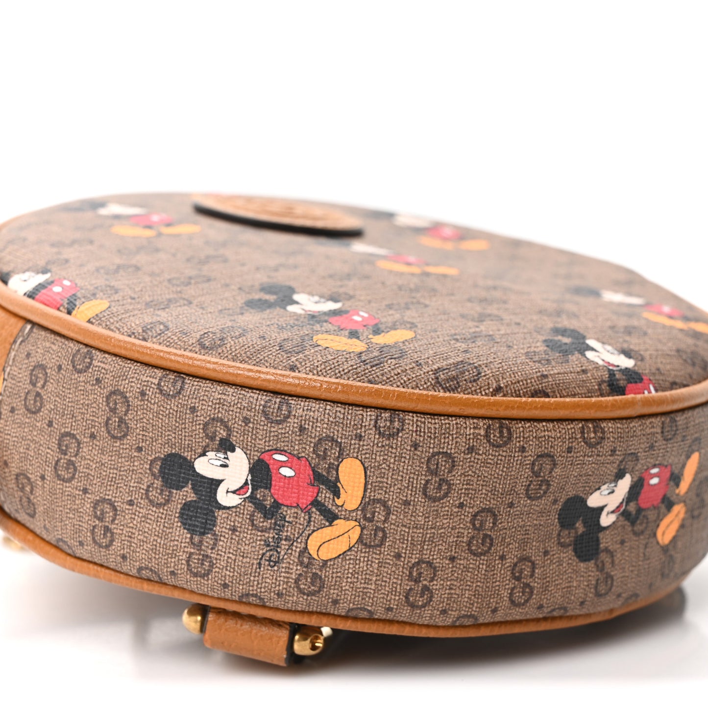 Mini Vintage GG Supreme Monogram Mickey Mouse Round Backpack Beige Vintage Sun Oil