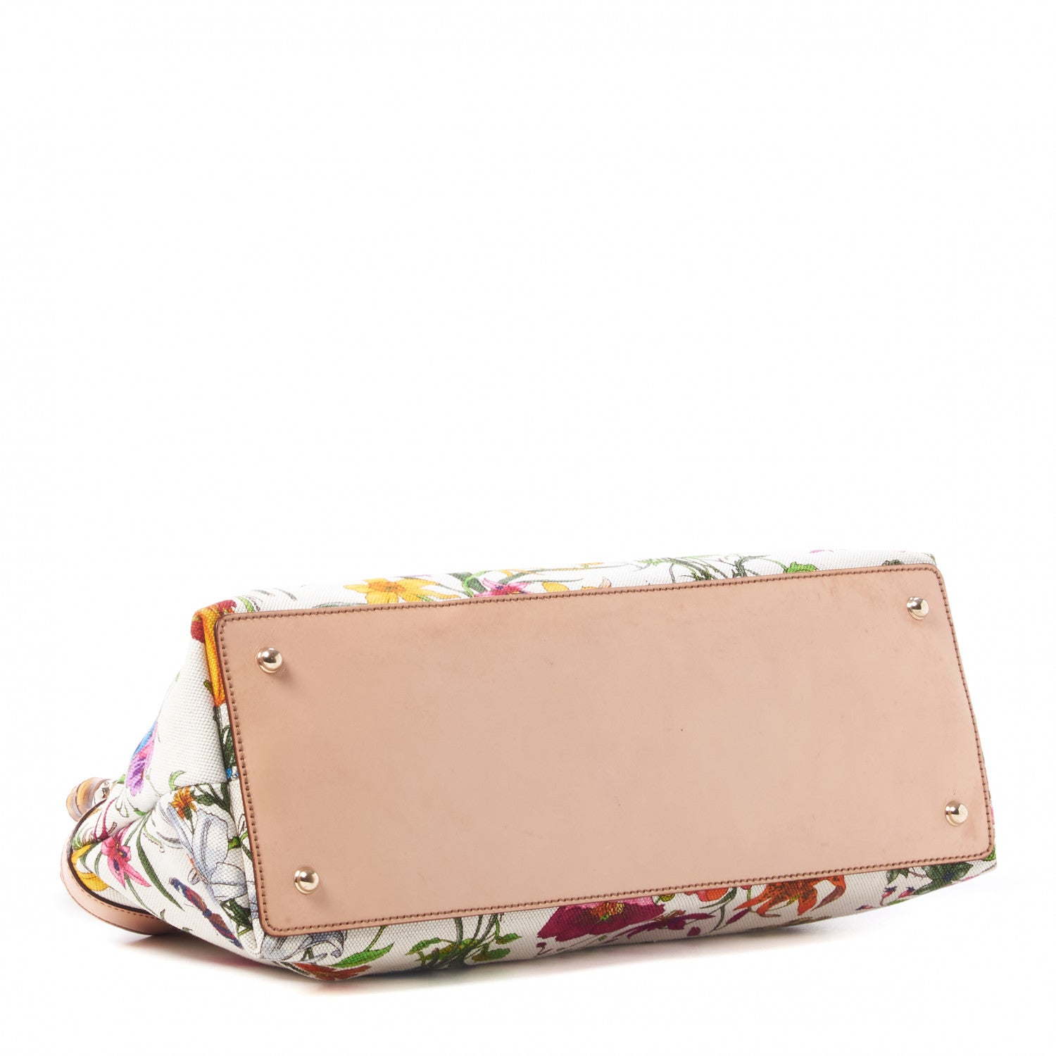Gucci Canvas Floral Flora Bamboo Handle Bag 3 of 8