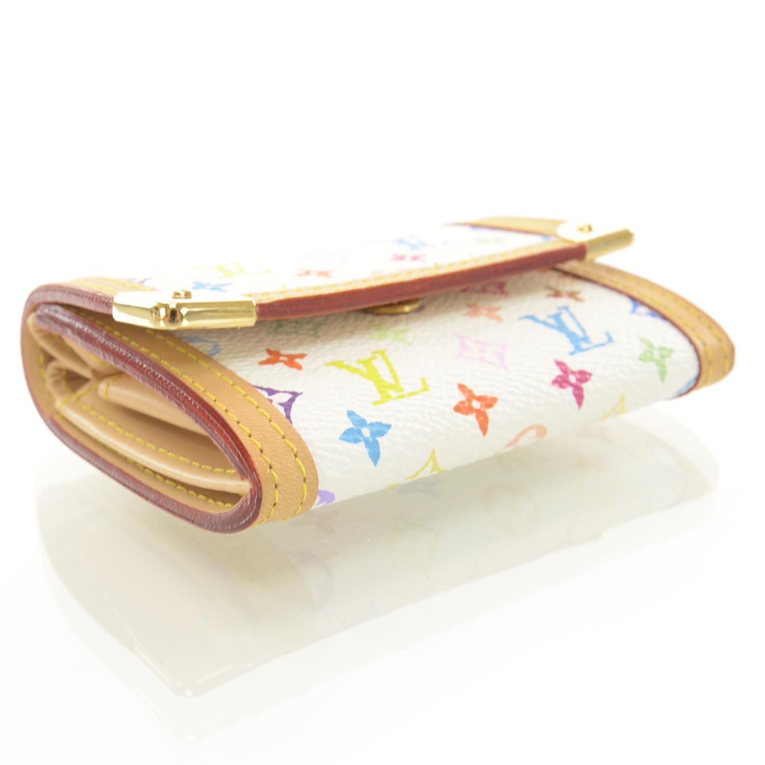 Louis Vuitton Monogram Multicolor Porte-Monnaie Plat Coin Purse White 7 of 7
