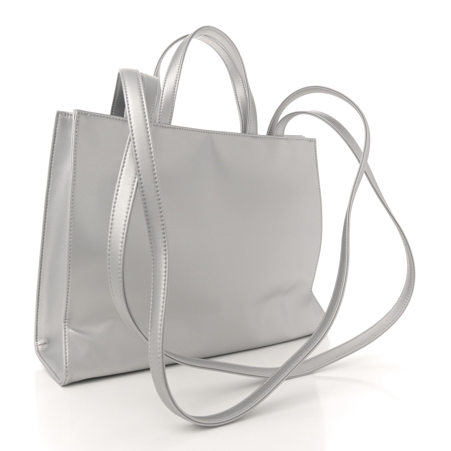 Telfar Metallic Vegan Leather Medium Shopping Bag Silver 3 of 10
