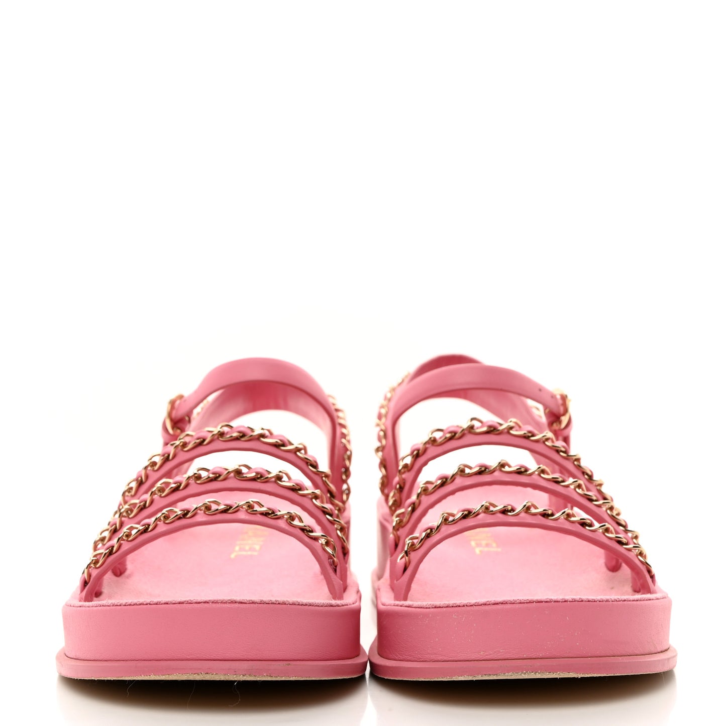 Calfskin Chain Platform Sandals 37 Pink