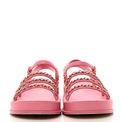 Chanel Calfskin Chain Platform Sandals 37 Pink 2 of 10