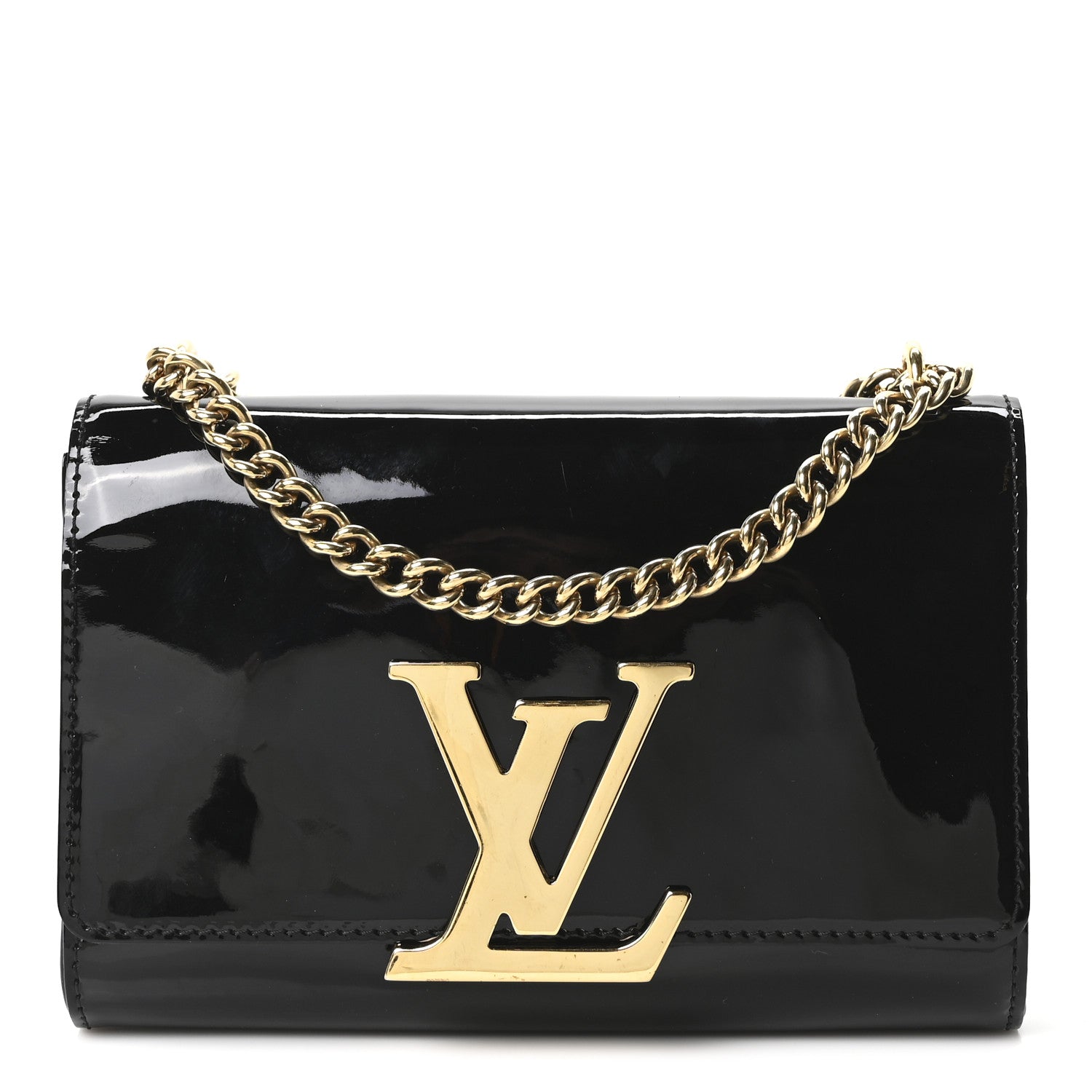 Louis Vuitton Patent Louise PM Chain Clutch Black 1 of 9