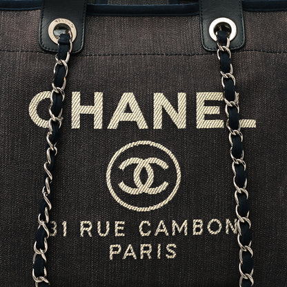 Chanel Denim Medium Deauville Tote Dark Blue 8 of 14
