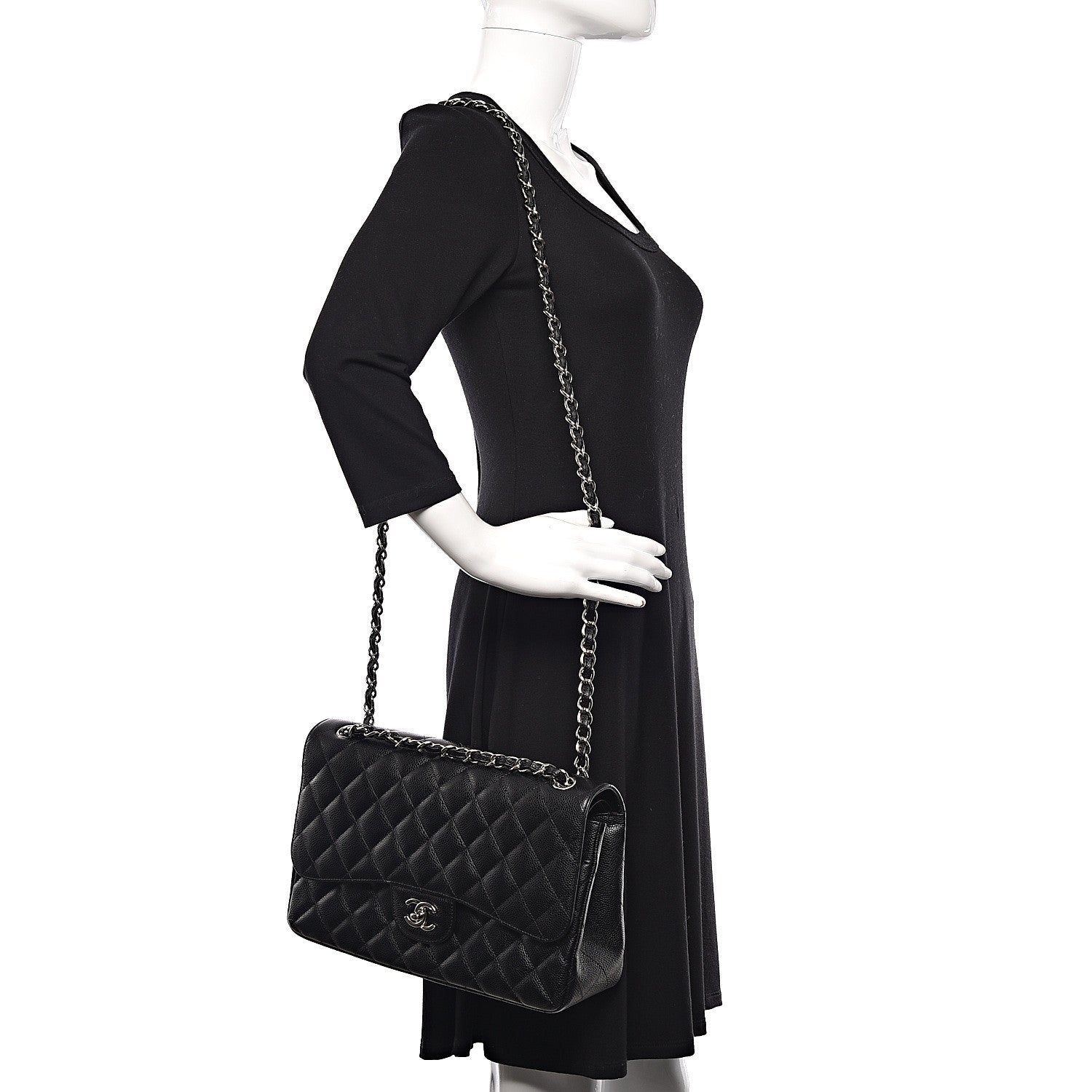 Chanel Caviar Quilted Jumbo Double Flap Black 1 of 10